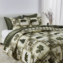 New Reversible Lodge Bear Down Comforter Set - Full/Queen - £56.32 GBP