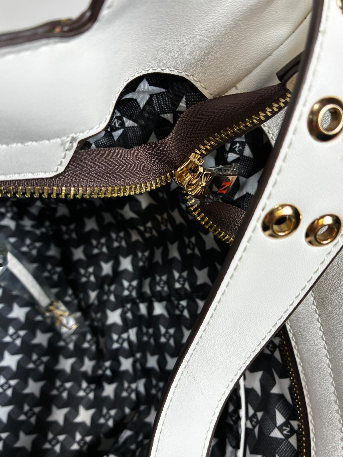 Nicole Lee Hobo Bag with Laser Cut and Embroidery Yellow + Pouch & Dust Bag NWT Item image 14