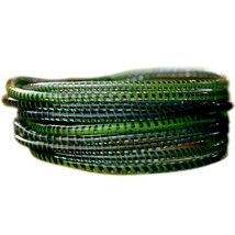 10 Green with Black Recycled Flip-Flop Bracelets Hand Made in Mali, West Africa - £6.22 GBP