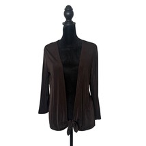 Chico&#39;s 0 Travelers Open Front Tied Cardigan Women S 4 Brown Slinky Stre... - $419.34 MXN