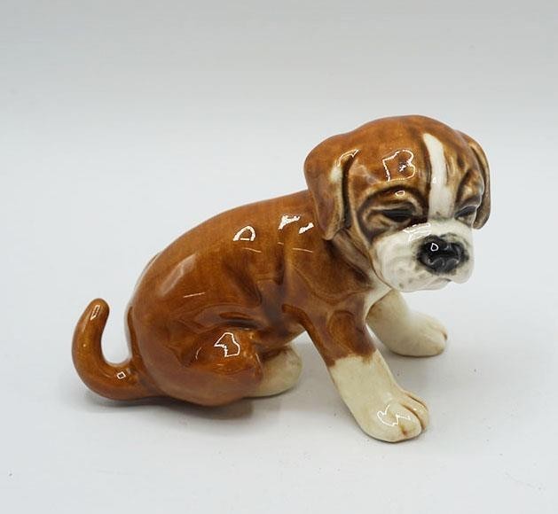 Porcelaine Goebel Boxer Chiot Figurine Fabriqué En Ouest Allemagne - $42.06