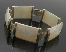 WHEELER 925 Sterling Silver - Vintage Mother Of Pearl Chain Bracelet - BT5736 - £129.33 GBP
