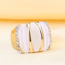 Fashion Gold Watermelon Rings For Girl Pink Resin Crystal Love Ring Best Gift Ne - £6.62 GBP