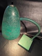 Vintage MCM Atomic Spaghetti String Shade Goose Neck Green Desk Lamp Works - $93.52