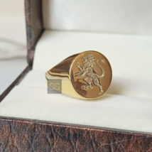Lion Of Judah Ring, Engraved Lion Ring ,925 Sterling Silver, Gold Lion Ring - £67.70 GBP