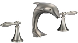 Brushed Nickel 3 Holes 8&quot; WIDESPREAD LAVATORY BATHROOM SINK dolphin FAUCET  - $155.00
