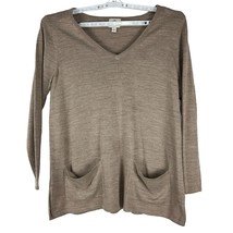 St. John&#39;s Women&#39;s V-Neck Pullover Sweater Size L Tan - £25.55 GBP