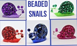 Beaded snails, colorful escargot, whimsical ocean decor, small resin snail - $7.50