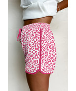 Pink Leopard Elastic Waistband Lace up Contrast Trim Casual Shorts - €9,77 EUR Pink Leopard Elastic Waistband Lace up Contrast Trim Casual Shorts - €9,77 EUR
