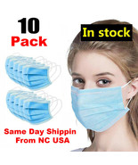 10 PCS Face Mask Disposable 3-Ply Earloop Mouth Cover with Box - £7.73 GBP
