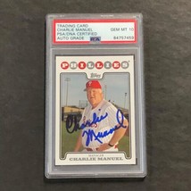 2008 Topps #632 Charlie Manuel Signed Card PSA Slabbed Auto 10 Phillies - £150.28 GBP