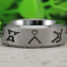 Free Shipping JEWELRY Hot Sales 8MM Shiny Silver Bevel Stargate Design Men&#39;s Fas - £31.43 GBP