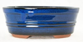 Oval Blue Glazed Bonsai / Cactus &amp; Succulent Pot with Mesh - 8.25&quot;x 6.25&quot;x 3&quot; - £19.44 GBP