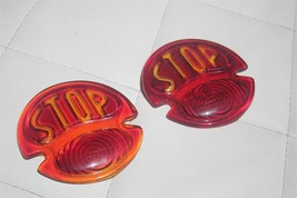 Model A Custom Hotrod Tail Light Lamp Lens Red Glass Stop Script Letter New Pair - £24.95 GBP