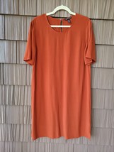 Eileen Fisher Womens L Shirt Dress Short Sleeve Round Neck Red Viscose S... - $33.20