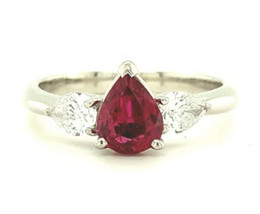 Authenticity Guarantee 
Fine Platinum 1.14ct Genuine Natural Ruby and .52cttw... - £2,736.82 GBP