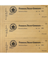 1920 Federal Trust Checks Lot of 3 City Hotel Waterville Maine 601-603 F... - $562.22 MXN