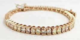 18.00 Ct Round Cut D/VVS1 Diamond Tennis Bracelet 14k Yellow Gold Over Ladies - £104.65 GBP