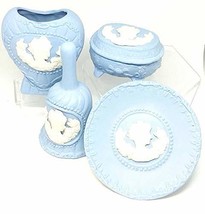 Home For ALL The Holidays 5 Piece Blue and White Ceramic Dresser Set - £19.78 GBP