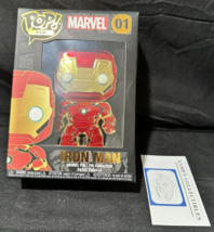 Funko Pop! Pin Marvel Iron Man #01 Enamel Pin XL Metallic Red &amp; Gold with stand - £21.69 GBP