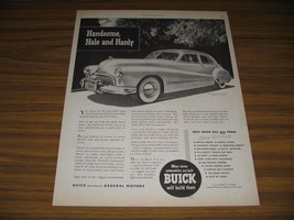 1947 Print Ad Buick 4-Door with White Sidewalls Handsome,Hale,Handy - $16.16