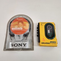 Sony Sports Walkman Cassette Player WM-F35 FM AM Radio + MDR-W08L Headphones Vtg - £100.30 GBP