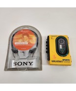 Sony Sports Walkman Cassette Player WM-F35 FM AM Radio + MDR-W08L Headphones Vtg - $125.77