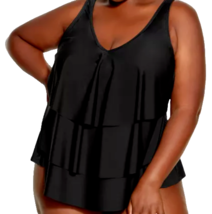 Avenue Black Tiered Tankini Swim Top Plus Size 32 - £38.67 GBP