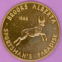 1966 Brooks Alberta Trade Token or Dollar Jumping Buck Deer Lions Club Logo b - £14.93 GBP