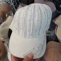 Knitted Baseball Cap Women&#39;s Autumn Winter Rhinestone Beanie Elegant Warm Cap - £15.78 GBP