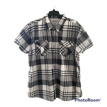 Ablanche NY Western Style Shirt Mens 4XL Black and White Plaid Short Sleeve - $15.72