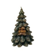 Vintage Sculptured Santa Face Green Tree Wax Candle Christmas Holiday Ru... - $19.64