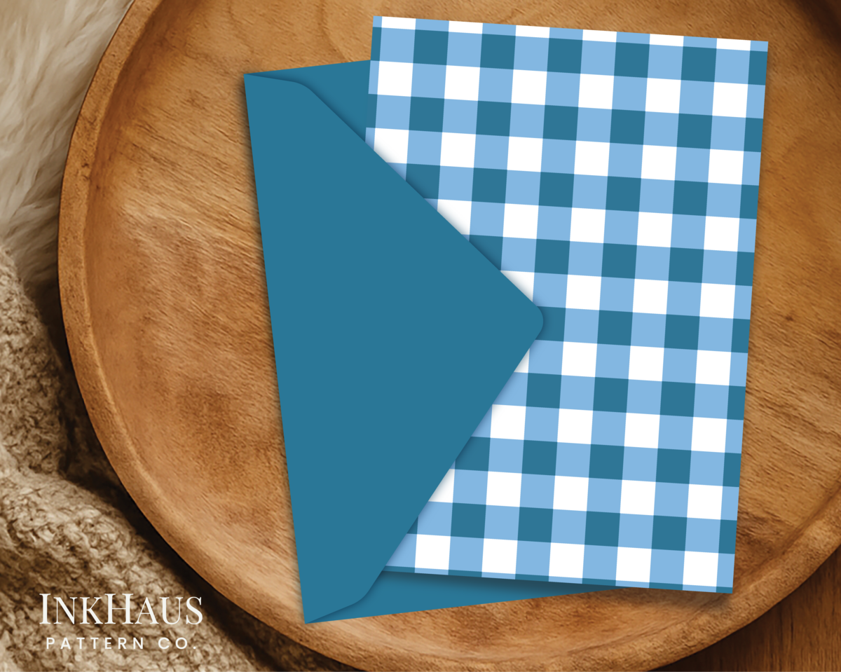 Blue Gingham Seamless Pattern – Teal Plaid Digital Download for Custom C... - $6.00