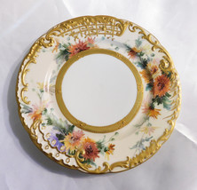 Beautiful Dresden Cabinet Plate Floral w/Raised Gold Gilt # 6503 - £65.98 GBP
