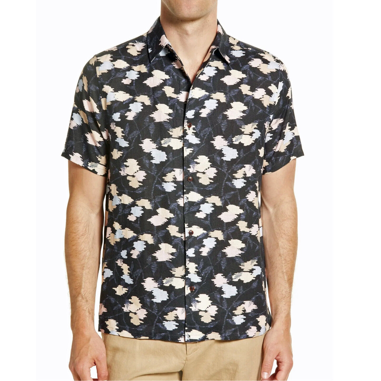 Ted Baker London Clearance Men&#39;s Short Sleeve Hadrian Floral Print Linen... - $44.12