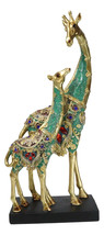 Large 15&quot;H Safari Green Bejeweled Masai Giraffe With Calf On Black Base ... - $773.06 MXN