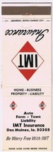 Matchbook Cover IMT Insurance Des Moines IA - $0.67