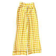 VTG 1970s Miss K 100% Polyester Yellow Checkered Wide Leg Pants Womens X... - $77.22