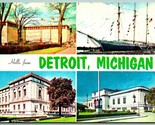 Multi Vista Biglietto D&#39;Auguri Hello Da Detroit Michigan Mi Cromo Cartol... - £3.21 GBP