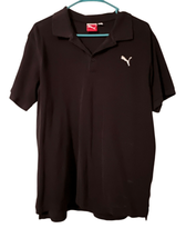 Puma L Polo Sport Lifestyle Short Sleeve Shirt Black White Logo - £8.74 GBP