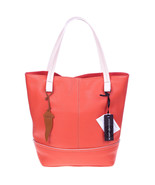 ROBERTA GANDOLFI Italian Made Natural Salmon Orange Pebbled Leather Tote... - $296.45