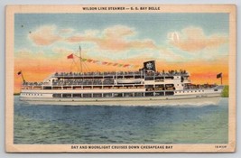 Wilson Line Steamer SS Belle On Chesapeake Bay Maryland Postcard C33 - £3.89 GBP