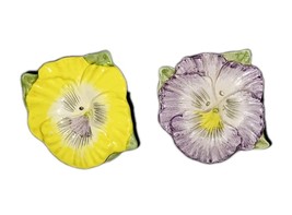 Vtg Fitz &amp; Floyd 1990 Spring Pansy Parade Salt&amp;Pepper Shaker Hand Painte... - $17.25