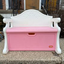 Vintage Little Tikes Pink White Toy Box Bench Chest Victorian Child Size... - $148.50