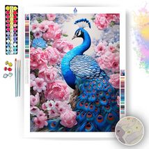 Blue peacock and roses paint by numbers 224664 thumb200