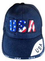 Ballcap Patriotic USA flag design nearly new Unisex Adjustable red white... - $14.83