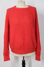 Theory L? Orange Rib Knit Raglan Sleeve Pullover Sweater Hole Mend - $22.80