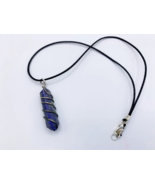 Lapis Lazuli Necklace, Spiral Wrapped Crystal Necklace To Bring Balance,  - £7.86 GBP