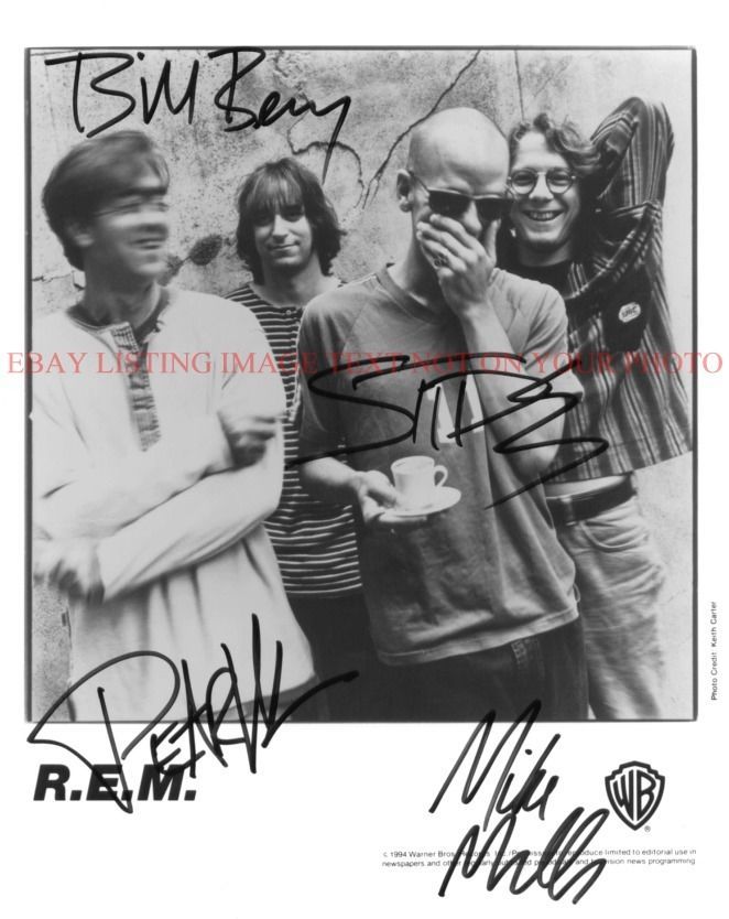 REM BAND SIGNED AUTOGRAPHED 8x10 RP PROMO PHOTO ALL 4 R.E.M. - £15.81 GBP