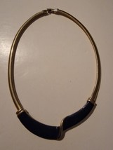 Napier Jet Necklace Gold Tone Black Resin Gas Pipe Omega Chain Vintage 80s - $49.98